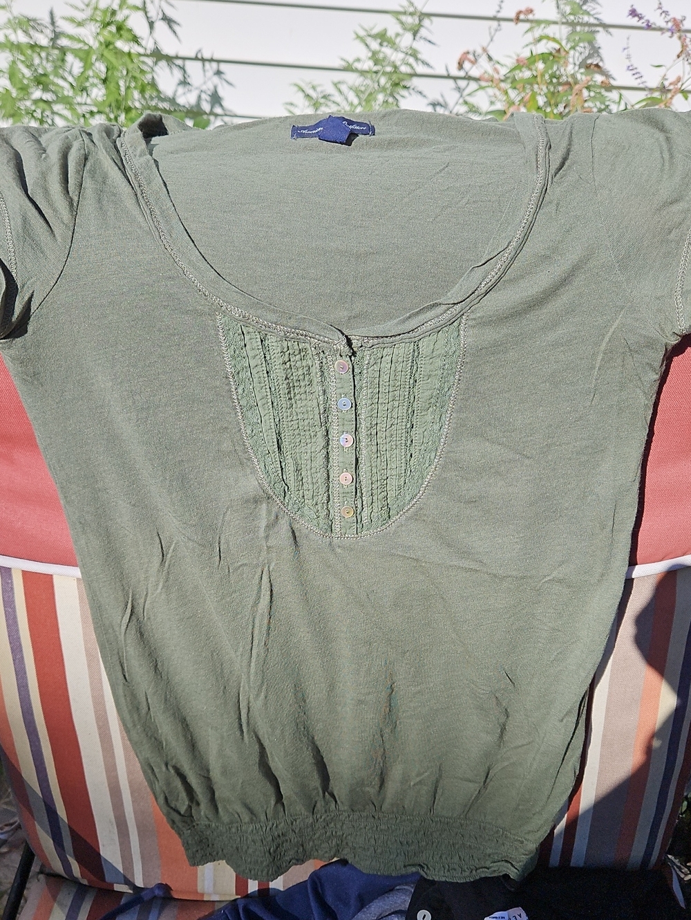 Eddy Bauer Green Button Front Tunic Top